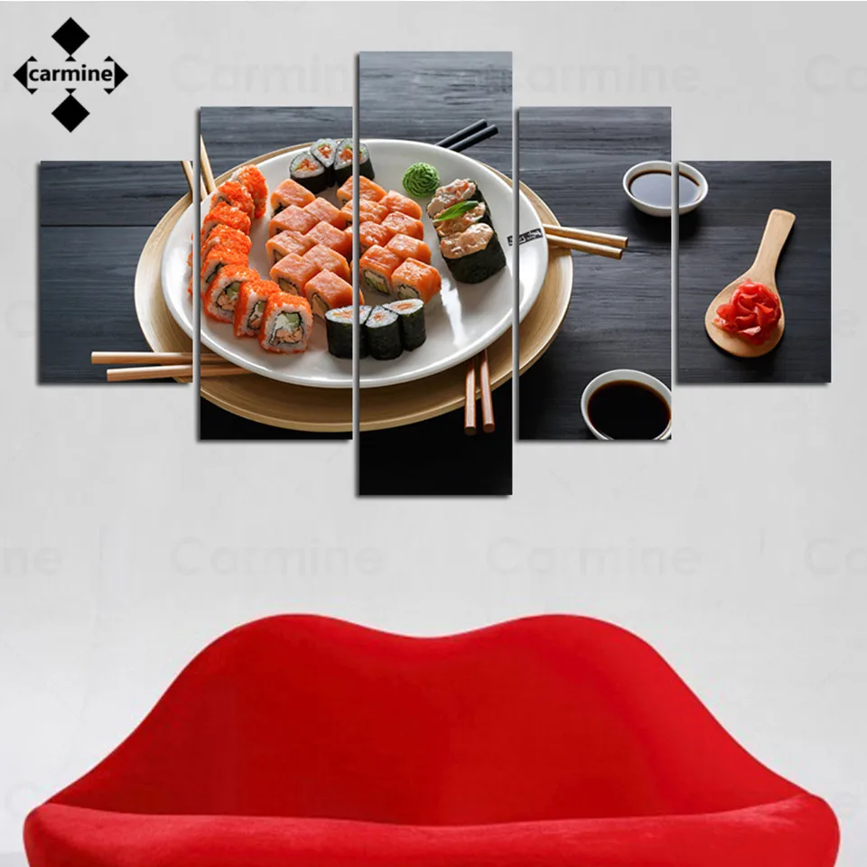 

Japanese Food Sushi Canvas Painting Hd Food Picture Wall Poster Salmon Caviar Poster and Print Decoration Home Interior Kitchen