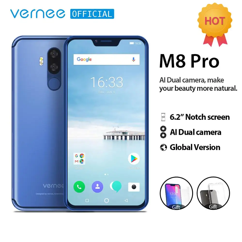 Vernee M8 Pro 6 2 ''notch Экран смартфон ГБ 64 Android 8 1 мобильный телефон Octa core 4100 мАч AI
