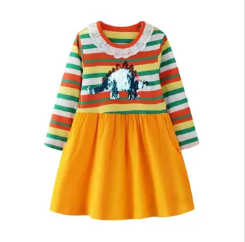2019 Fall Children Girls Striped Sequined Dresses , Princess Sweet Yellow Clothing 6 pcs/lot, Wholesale 
2019 Fall Children Girls Striped Sequined Dresses , Princess Sweet Yellow Clothing 6 pcs/lot, Wholesale