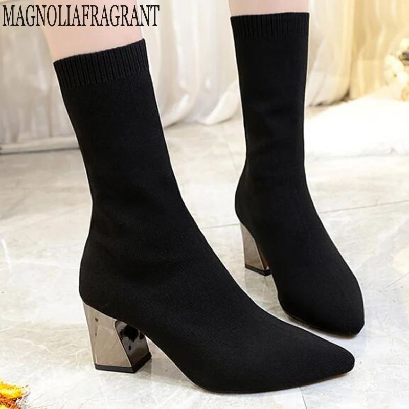 Women Black Ankle Sock Boots 2020 Fashion Spring Autumn Stretch Boots Chunky High Heels Pointed Toe short boots Women Shoes y547
Women Black Ankle Sock Boots 2020 Fashion Spring Autumn Stretch Boots Chunky High Heels Pointed Toe short boots Women Shoes y547