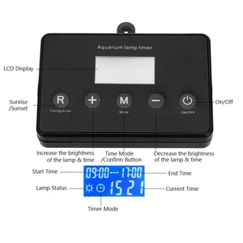 Intelligent LED Aquarium Light Controller Timer Control Dimmer Modulator Fish Tank Timing Sunrise&Sunset Lighting System
Intelligent LED Aquarium Light Controller Timer Control Dimmer Modulator Fish Tank Timing Sunrise&Sunset Lighting System