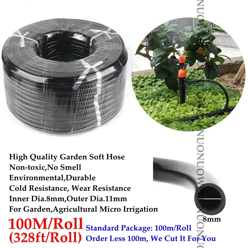 

30m~5m 8/11mm Garden Hose Greenhouse Drip Irrigation Pipe Watering Kits Water Hose Tube Agricultural Micro Irrigation Line