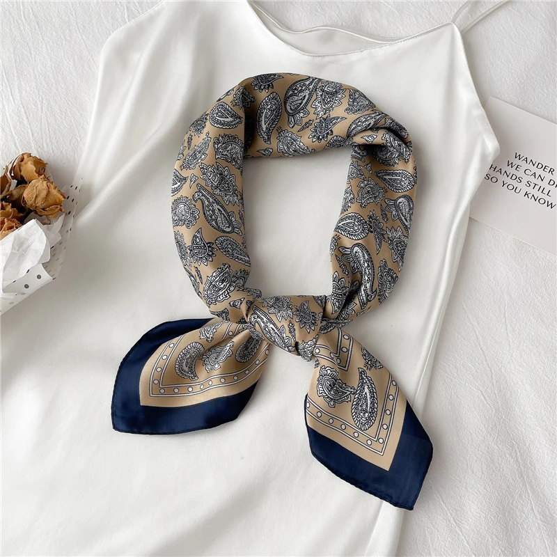 

Square Scarf Women Silk Satin Bandana Paisley 70*70cm Print Neckerchief Head Scarves Shawl Wrap Foulard Muffle 2022 Hot Design