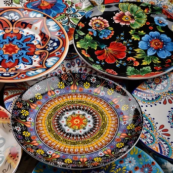 UNDERGLAZE CERAMIC TABLEWARE BOHEMIAN STYLE DOMESTIC DISHES CREATIVE WESTERN DISHES CAKE DESSERT PLATE STEAK PLATE