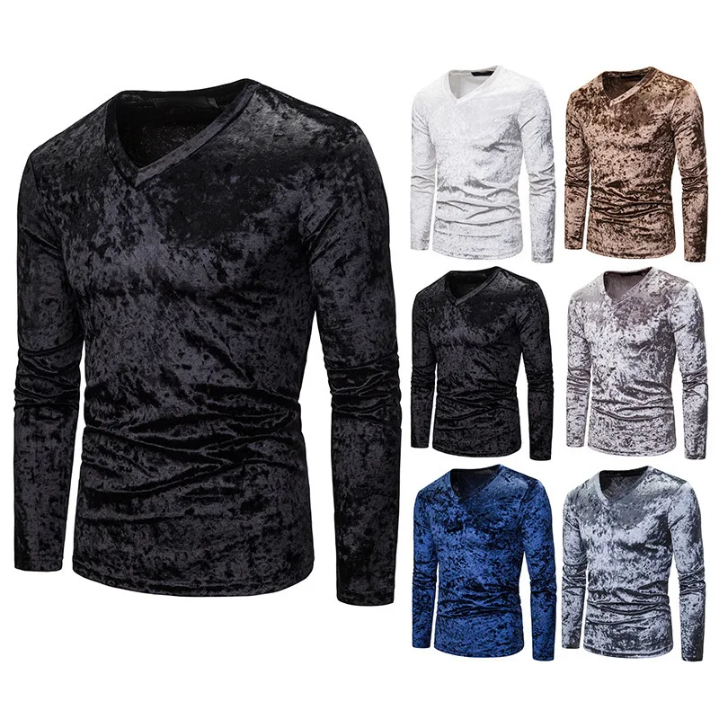 2019 Autumn And Winter New Style Fashion Diamond Velvet V-neck Solid Color Slim Fit MEN'S Long-sleeved T-shirt B151
2019 Autumn And Winter New Style Fashion Diamond Velvet V-neck Solid Color Slim Fit MEN'S Long-sleeved T-shirt B151