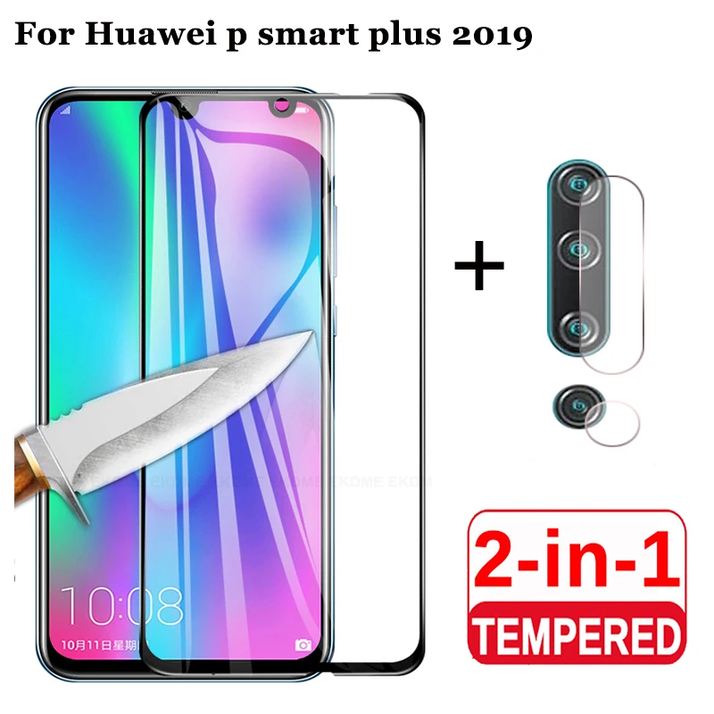 2 in 1 9H Tempered Protective Glass for Huawei p smart plus 2019 honor 9x/ 9x pro Camera Lens Screen Full Coverage Film | Мобильные