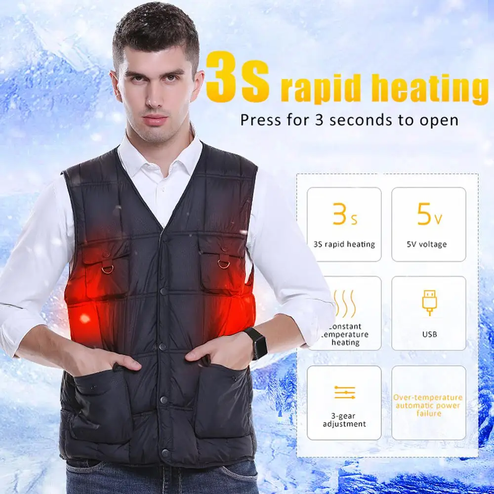 Men's Vest Intelligent Heating Solid Color Cotton Vest Korean Version Jacket USB Safe Winter Loaded Heating Fishing Clothes 40P
Men's Vest Intelligent Heating Solid Color Cotton Vest Korean Version Jacket USB Safe Winter Loaded Heating Fishing Clothes 40P
