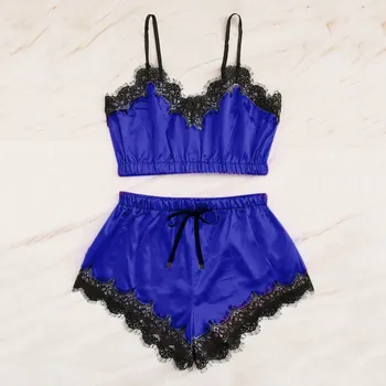 Women Sleepwear Sleeveless Nightwear Lace Trim Strap Satin Cami Top Pajama Sets Sexy Babydoll Homewear Female Fashion Pyjama New 
Women Sleepwear Sleeveless Nightwear Lace Trim Strap Satin Cami Top Pajama Sets Sexy Babydoll Homewear Female Fashion Pyjama New