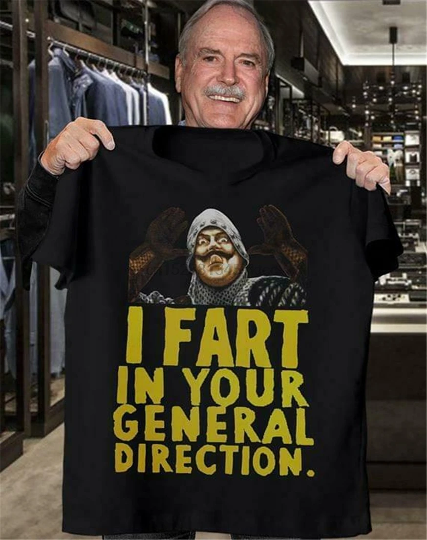 Мужская хлопковая футболка Monty Python с надписью I Fart In Your General Direction черная S-6Xl |