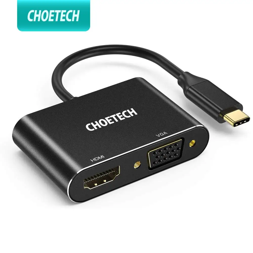 CHOETECH Type C to HDMI+VGA Adapter 2 in 1 USB C to HDMI 4K VGA 1080P Adapter For Galaxy Note 8 S9 Plus MacBook Pro 2017 2016
CHOETECH Type C to HDMI+VGA Adapter 2 in 1 USB C to HDMI 4K VGA 1080P Adapter For Galaxy Note 8 S9 Plus MacBook Pro 2017 2016
