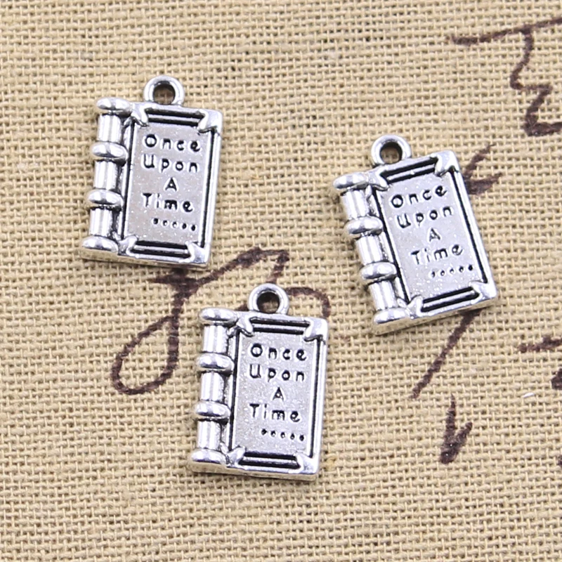 

12pcs Charms Fairy Tales Book Once Upon A Time 18x12mm Antique Silver Color Pendants Making DIY Handmade Tibetan Finding Jewelry