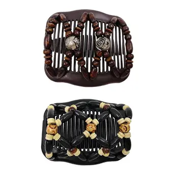Women Hairpin Hair Combs Device Elastic Wooden Beads Double Combs Magic Headwear Decor Charming Dating Travel Party
Women Hairpin Hair Combs Device Elastic Wooden Beads Double Combs Magic Headwear Decor Charming Dating Travel Party
