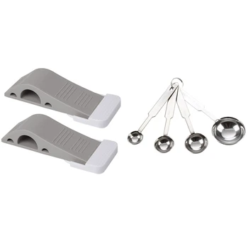 4 Pcs Kitchen Baking Cooking Stainless Steel Measuring Spoon Set & 2 Pcs Set Premium Heavy Duty Door Stop Rubber Wedge with Deco 
4 Pcs Kitchen Baking Cooking Stainless Steel Measuring Spoon Set & 2 Pcs Set Premium Heavy Duty Door Stop Rubber Wedge with Deco