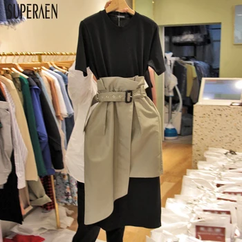 SuperAen 2020 Spring and Summer New Korean Style Dress Women Two-Piece Short Sleeve Cotton Ladies Dress High Waist Irregular 
SuperAen 2020 Spring and Summer New Korean Style Dress Women Two-Piece Short Sleeve Cotton Ladies Dress High Waist Irregular
