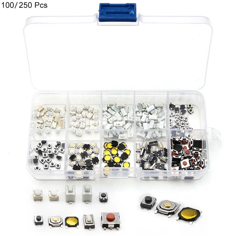 New Tactile Push Button Switch Kit 10 models 250 pcs Micro Momentary Switch Car Remote Control Button Switches Assortment Set
New Tactile Push Button Switch Kit 10 models 250 pcs Micro Momentary Switch Car Remote Control Button Switches Assortment Set