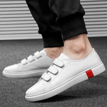 

New Arrival Men White And Black Flat Shoes Velcro Comfortable Sneaker for male Top Quality Men's Casual Shoes Fashion Shoes