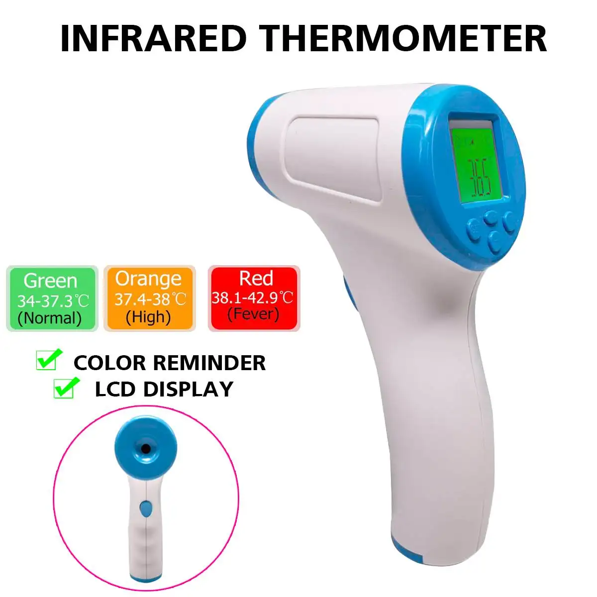 In Stock Digital Thermometer Infrared Baby Adult Forehead Non-contact Infrared Thermometer LCD Backlight Temperature Measurement
In Stock Digital Thermometer Infrared Baby Adult Forehead Non-contact Infrared Thermometer LCD Backlight Temperature Measurement