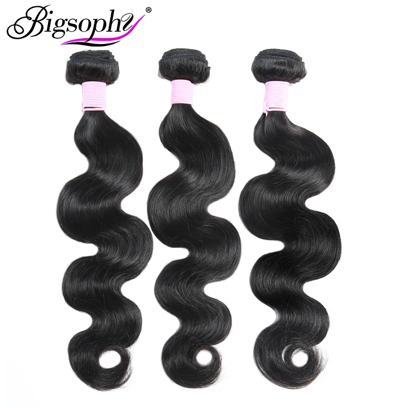 Фото Bigsophy Peruvian Hair Weave Bundles Body Wave 3/4 Pcs Human 100% Remy Extension Natural Black | Шиньоны и парики