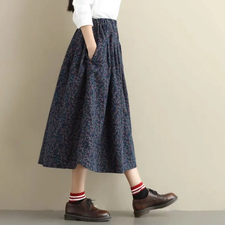Spring New Style Mori Girl Versatile Literature And Art Elastic Waist Mid-length Cotton Floral-Print Skirt S6604
Spring New Style Mori Girl Versatile Literature And Art Elastic Waist Mid-length Cotton Floral-Print Skirt S6604