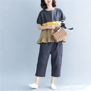 2019 Women New Casual Short Sleeve Plus Size Sets O-Neck Fashion Two Piece Ruffles T-Shirt And Calf-Length Trousers Suits
2019 Women New Casual Short Sleeve Plus Size Sets O-Neck Fashion Two Piece Ruffles T-Shirt And Calf-Length Trousers Suits