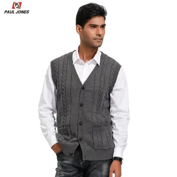 PAUL JONES Men Knitwear V Neck Sweater Vest Cable Knitted Button Placket Sleeveless Cardigan Autumn Winter Knitted Vest PJE02013
PAUL JONES Men Knitwear V Neck Sweater Vest Cable Knitted Button Placket Sleeveless Cardigan Autumn Winter Knitted Vest PJE02013