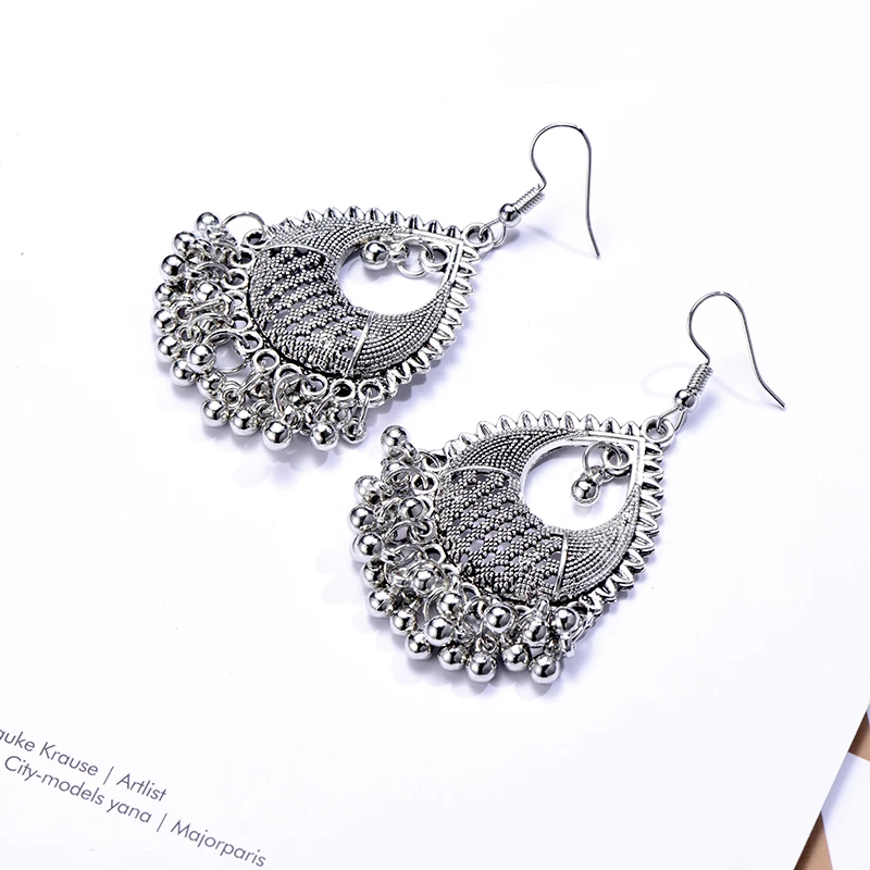 Vintage Drop Dangle Earrings for Women Fashion Jewelry boucle d’oreille Handmade Beads Hollow Ethnic Indian Earrings Brincos