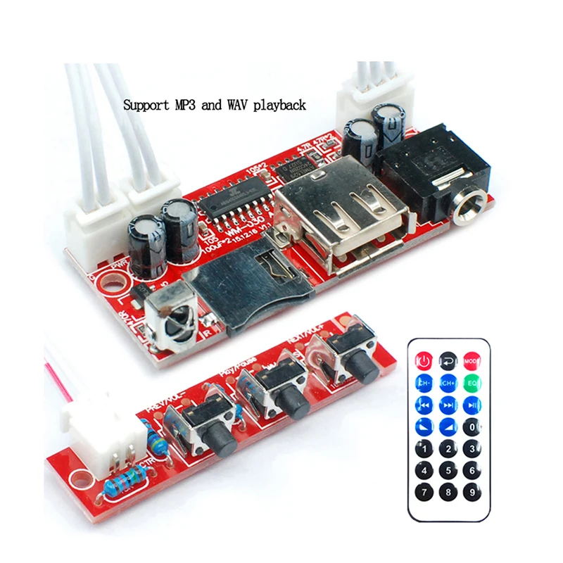 

MP3 WAV Decoder Board DC 5V-16V USB Output 32G TF card slot MP3 Player Lossless Stereo Audio Decoding Module With Remote Control