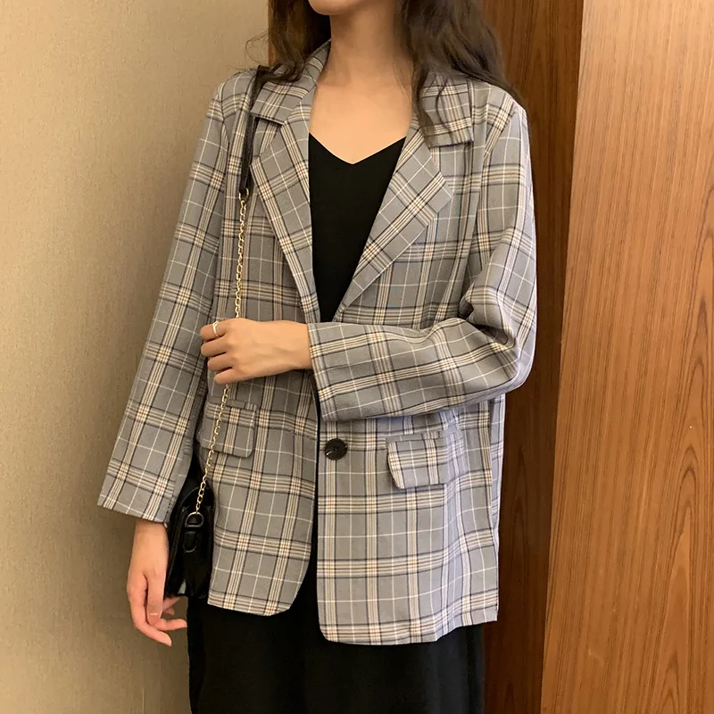 2019 Early Autumn New Style Fashion Sense of Design Korean-style Thin Plaid Small Suit Slit Coat Female Suit Versatile Fashion
2019 Early Autumn New Style Fashion Sense of Design Korean-style Thin Plaid Small Suit Slit Coat Female Suit Versatile Fashion
