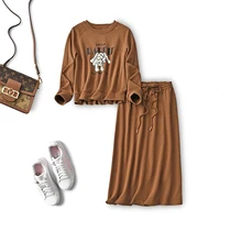 SHUCHAN Japan Style Casual 2 Piece Set Cotton Sweatshirt +skirt Ankle-Length Elastic Waist LOOSE O-Neck Pullover suit 
SHUCHAN Japan Style Casual 2 Piece Set Cotton Sweatshirt +skirt Ankle-Length Elastic Waist LOOSE O-Neck Pullover suit
