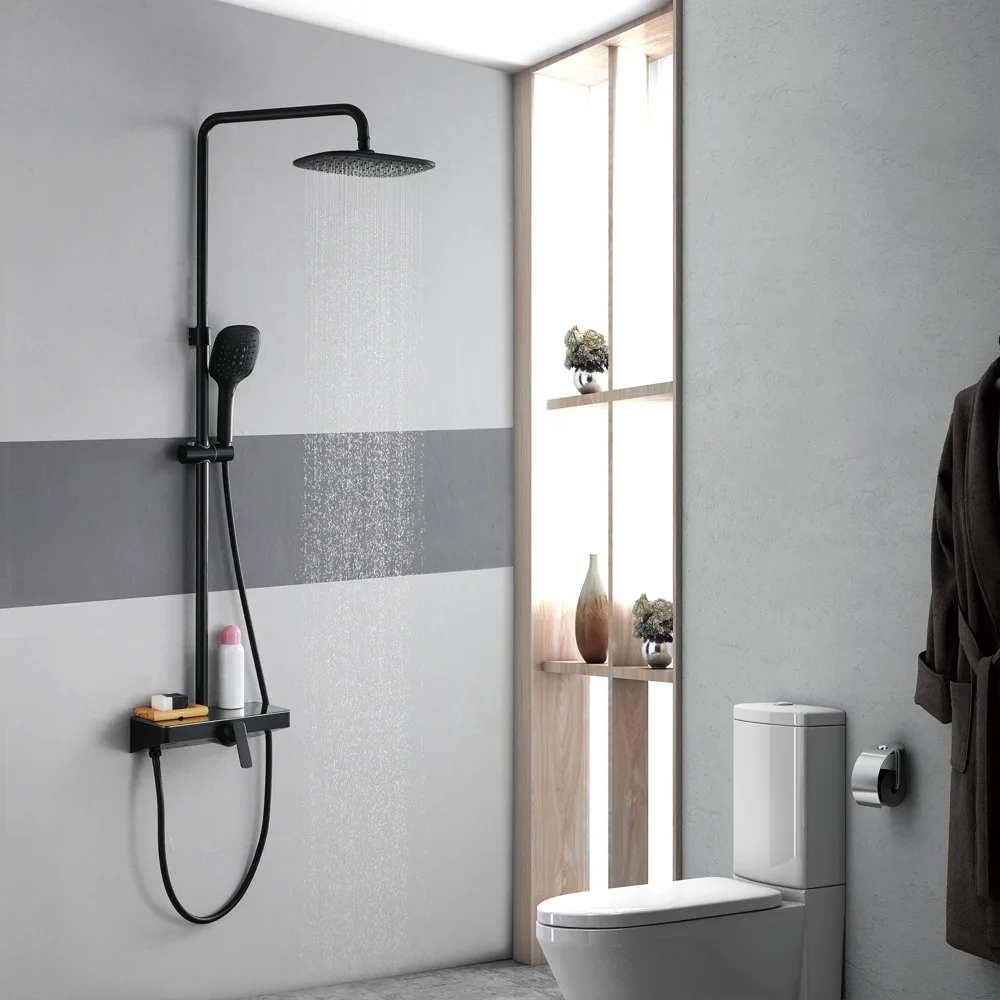 Bathroom Set Cold Surface Mounted Shower Faucet ABS Rain Top Spray Wall Mounted Black And White with Pattern Shower HI04020B 
Bathroom Set Cold Surface Mounted Shower Faucet ABS Rain Top Spray Wall Mounted Black And White with Pattern Shower HI04020B