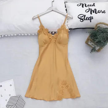 2020 New Nightdress Women Sexy Spaghetti Strap Nightgown Intimate Lingerie Satin Bride Bridesmaid Wedding Robe Home Clothing 
2020 New Nightdress Women Sexy Spaghetti Strap Nightgown Intimate Lingerie Satin Bride Bridesmaid Wedding Robe Home Clothing