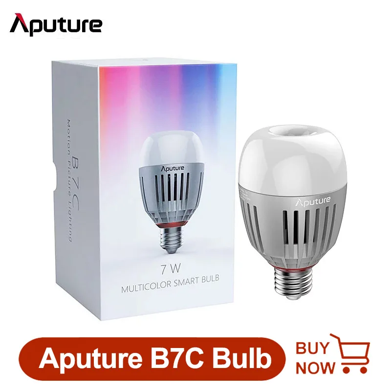 Фото in stock! Aputure B7C 7W RGBWW LED Smart Bulb Photography lights 2000K-10000K Adjustable 0-100% Stepless Dimming App Control | Электроника