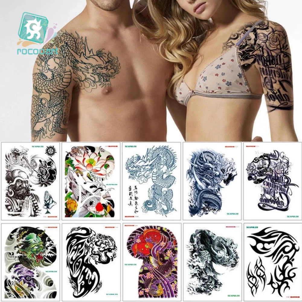 Large Tattoo Stickers New Designs Fish Lotus Dragon Waterproof Temporary Flash Tattoos Full Back Arm Chest Body Men Women
Large Tattoo Stickers New Designs Fish Lotus Dragon Waterproof Temporary Flash Tattoos Full Back Arm Chest Body Men Women
