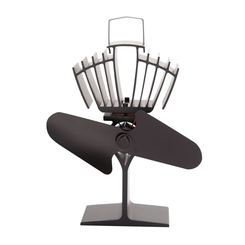 Black 2 Blades Heat Powered Wood Stove Fan for Wood Log Burner Fireplace Fan