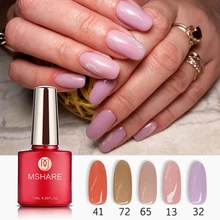 MSHARE база для ногтей каучуковая гель лак камуфляж каучуковая база камуфляж резиновая основа гель Обнаженная розовый коричневый УФ светодио ...(China)