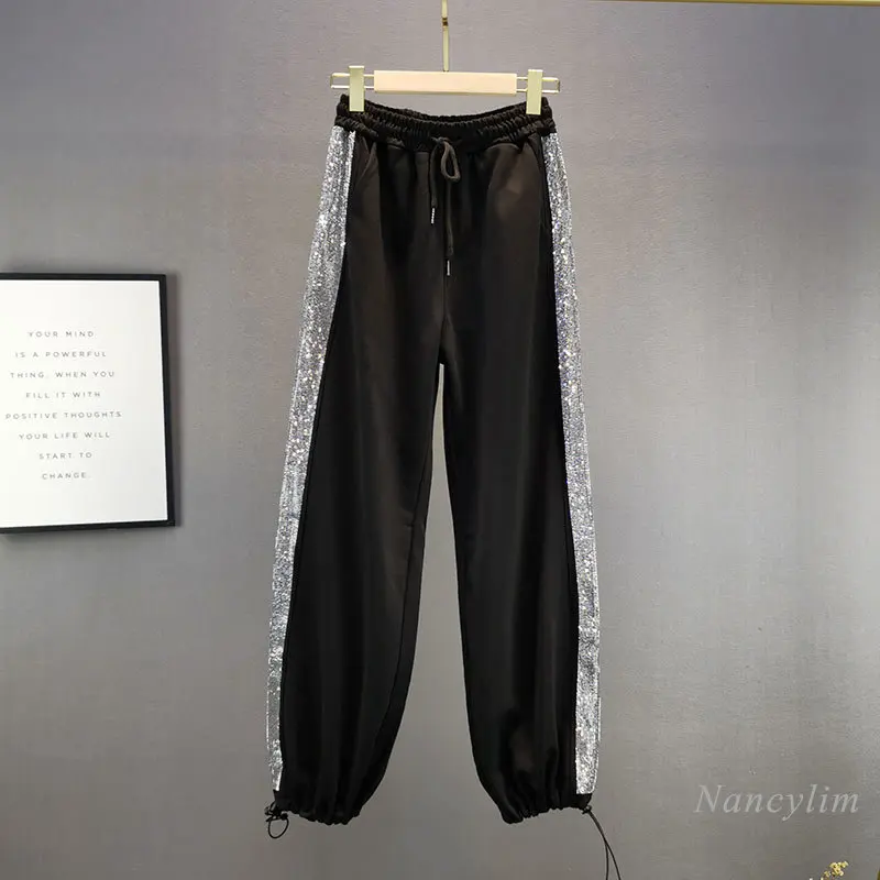 Embroidery Hot Drilling Sweatpants Women's 2021 Spring and Autumn New High Waist Loose Casual Black Trousers Nancylim
Embroidery Hot Drilling Sweatpants Women's 2021 Spring and Autumn New High Waist Loose Casual Black Trousers Nancylim