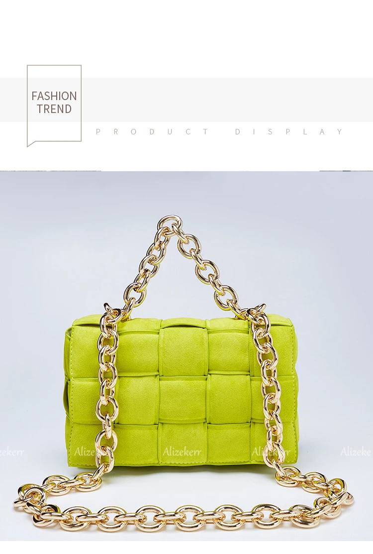 Thick Metal Chain Frosted Suede Shoulder Bag Women New Designer Woven Soft Square Crossbody Bags Female Chic Purse High Quality Thick Metal Chain Frosted Suede Shoulder Bag Women New Designer Woven Soft Square Crossbody Bags Female Chic Purse High Quality