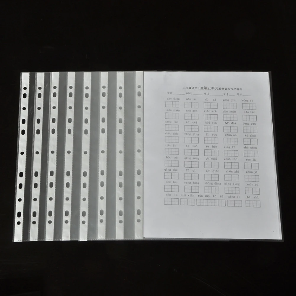 100 Pcs/Set A4 Plastic Punched Pockets Folders Filing 11 Holes Loose Leaf Documents Sheet Protectors Transparent Folder Bag 2020
100 Pcs/Set A4 Plastic Punched Pockets Folders Filing 11 Holes Loose Leaf Documents Sheet Protectors Transparent Folder Bag 2020