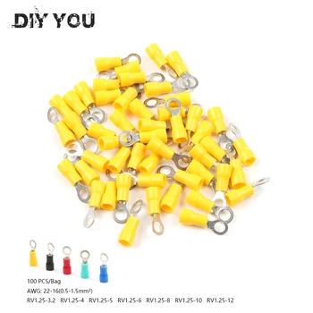 100PCS/pack RV1.25-3.2/4/5/6/8/10/12 Ring Insulated Wire Connector Electrical Crimp Terminal Cable Wire Connector AWG 22-16
100PCS/pack RV1.25-3.2/4/5/6/8/10/12 Ring Insulated Wire Connector Electrical Crimp Terminal Cable Wire Connector AWG 22-16