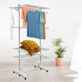 4 Layers Clothes Laundry Rack Clothes Drying Rack Clothes Hanger Drying Rack Stainless Steel Hanging Rods Clothes Hanger HWC 
4 Layers Clothes Laundry Rack Clothes Drying Rack Clothes Hanger Drying Rack Stainless Steel Hanging Rods Clothes Hanger HWC