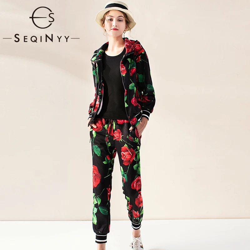 SEQINYY High Quality Set 2020 Spring Autumn New Fashion Design Long Sleeve Hooded Jacket Elastic Waist Ankle Pants Flowers Print
SEQINYY High Quality Set 2020 Spring Autumn New Fashion Design Long Sleeve Hooded Jacket Elastic Waist Ankle Pants Flowers Print