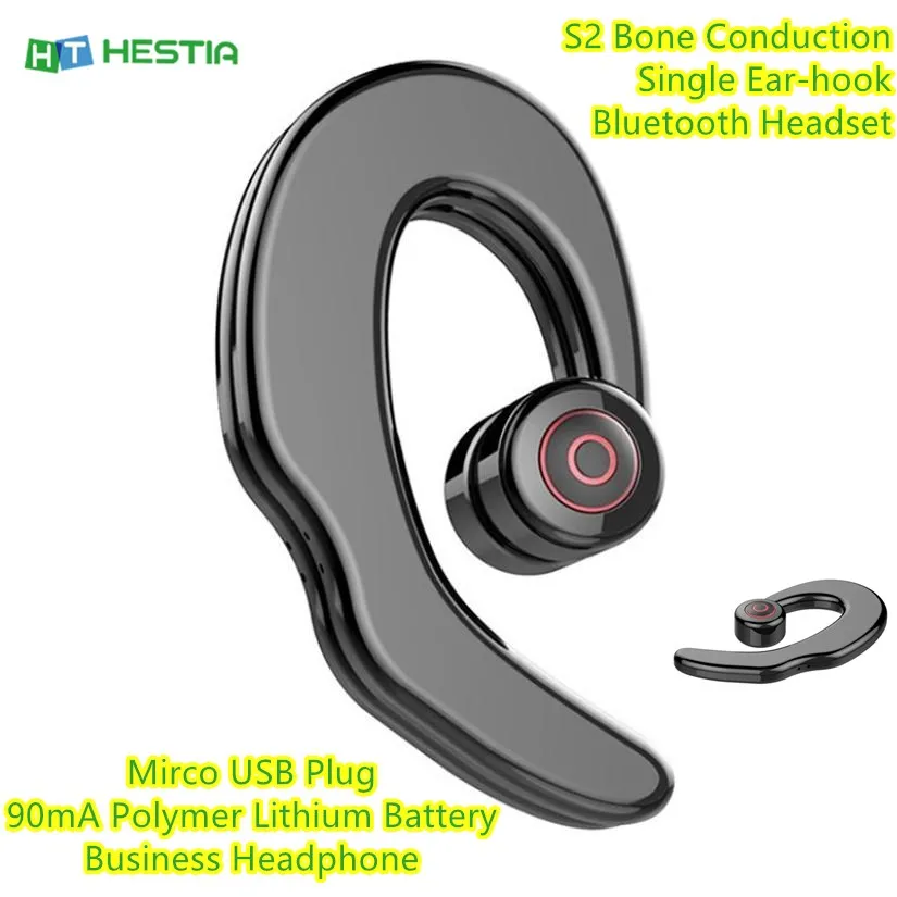 S2 Bone Conduction Bluetooth Headset Single Wireless Ear-hook Earphone Mirco USB Plug Polymer Lithium Battery Business Headphone
S2 Bone Conduction Bluetooth Headset Single Wireless Ear-hook Earphone Mirco USB Plug Polymer Lithium Battery Business Headphone