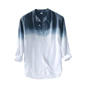 Spring and summer 2020 new loose stand collar men's casual shirt gradual change pure linen shirt long sleeve tops M-3XL 733
Spring and summer 2020 new loose stand collar men's casual shirt gradual change pure linen shirt long sleeve tops M-3XL 733