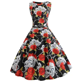 Summer Skull Roses Party Dress for Female Rockabilly Vintage Retro Hepburn 50's 60s Women's Dresses Clothes
Summer Skull Roses Party Dress for Female Rockabilly Vintage Retro Hepburn 50's 60s Women's Dresses Clothes