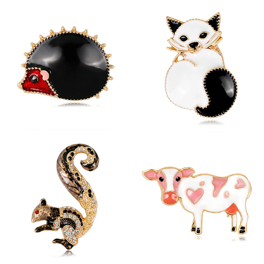Rinhoo Rhinestone Cat Cow Squirrel Hedgehog Enamel Pin Brooches for Women Men Animal Lapel Pins badge Jewelry Gift 
Rinhoo Rhinestone Cat Cow Squirrel Hedgehog Enamel Pin Brooches for Women Men Animal Lapel Pins badge Jewelry Gift