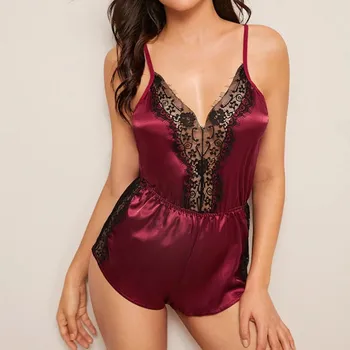 Pyjamas Women Sleepwear Pijama New Women Satin Sexy Eyelash Lace Trim Pajamas Jumpsuit Silk Lingerie Sleepwear пижама женская 
Pyjamas Women Sleepwear Pijama New Women Satin Sexy Eyelash Lace Trim Pajamas Jumpsuit Silk Lingerie Sleepwear пижама женская