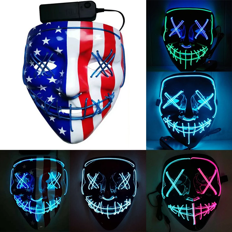 Halloween LED Light Up Party Masks The Purge Election Year Great Funny Flag Masks Festival Cosplay Costume Supplies Glow In Dark
Halloween LED Light Up Party Masks The Purge Election Year Great Funny Flag Masks Festival Cosplay Costume Supplies Glow In Dark