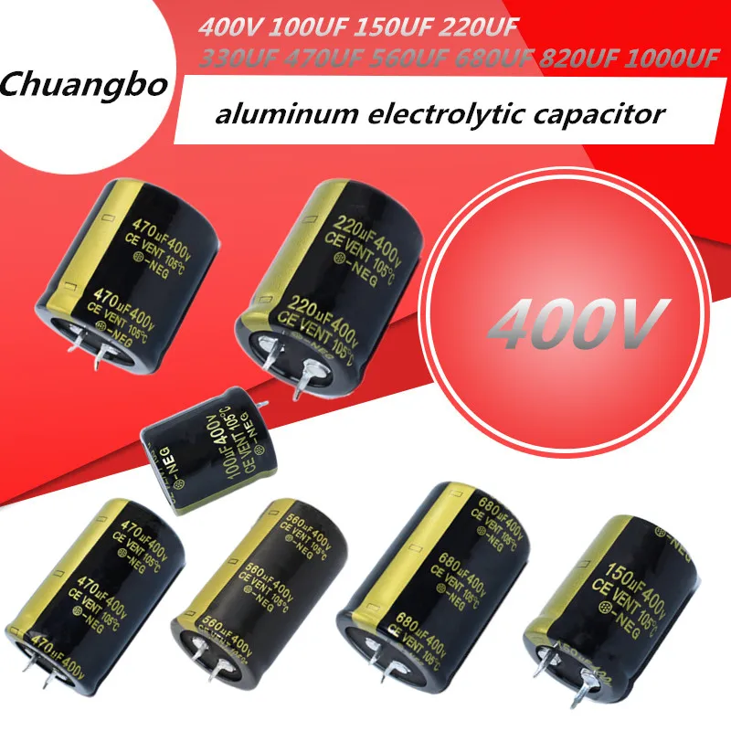 

2Pcs Audio Electrolytic Capacitor 400V 100UF 150UF 220UF 330UF 470UF 560UF 680UF 820UF 1000UF For Hifi Amplifier Low ESR