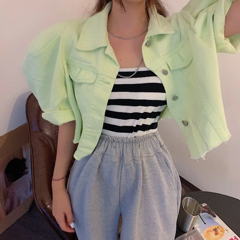 Women's denim jacket summer autumn short denim jacket casual Korean style trendy bubble sleeve denim jacket 2020 women
Women's denim jacket summer autumn short denim jacket casual Korean style trendy bubble sleeve denim jacket 2020 women