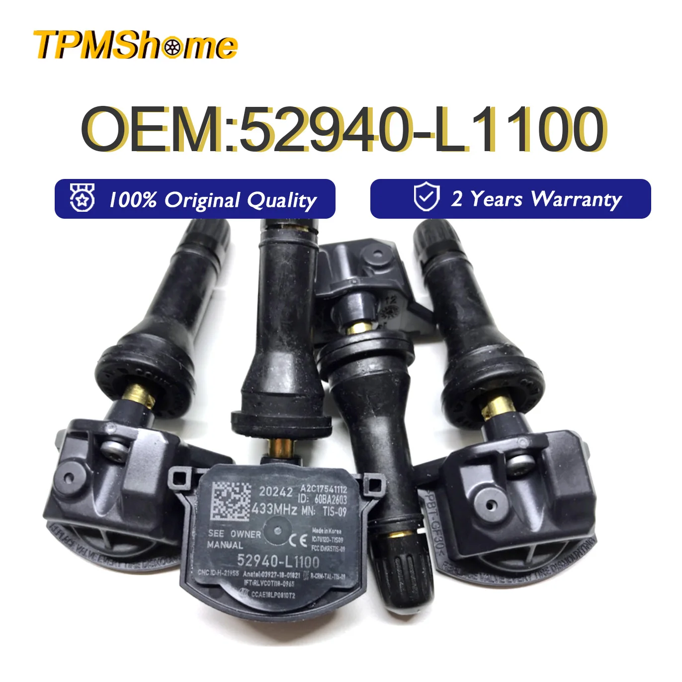 TPMS Sensor 52940L1100 52940-L1100 Tire Pressure Monitoring System For HYUNDAI Elantra Sonata Tucson KIA Carnival K5 Optima
TPMS Sensor 52940L1100 52940-L1100 Tire Pressure Monitoring System For HYUNDAI Elantra Sonata Tucson KIA Carnival K5 Optima